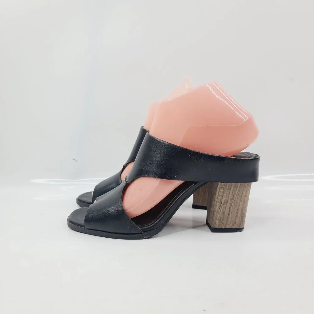 Seychelles Women's Black Detour‎ Leather Block Heel Mules Sandals Size US 6.5
